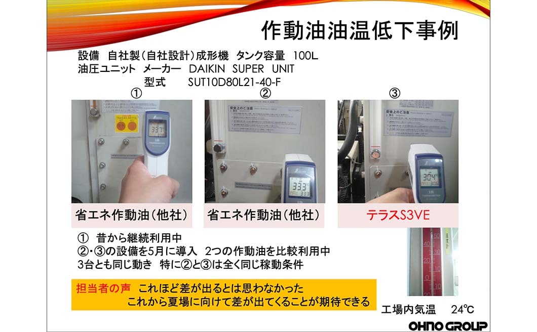 作動湯油温低下事例